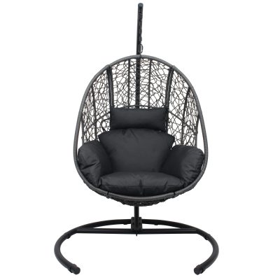 New Comming Outdoor Indoor PE Wicker Swing Egg Chair Gray Color - Image 8