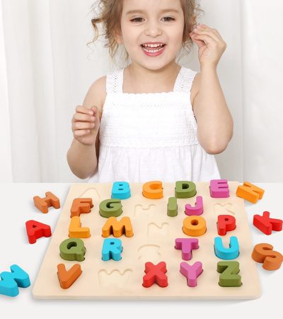Wooden Colorful Digital Letters Cognitive Learning Toys