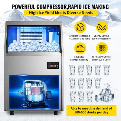 VEVOR 110V Commercial Ice Maker 80LBS 24H With 24lbs Storage Capacity Stainless Steel Commercial Ice Machine 40 Ice Cubes Per Plate Industrial Ice Maker Machine Auto Clean For Bar Home Supermarkets - Image 5