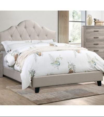 Contemporary 1pc Queen Size Bed Adjustable HB Light Brown Polyfiber Tufted Upholstered Wooden Bedframe Bedroom Furniture