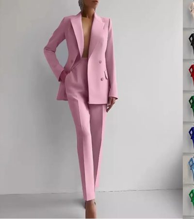 Casual Suits Fashion Long Sleeve Single-breasted Jacket Top And Slim Fit Trousers Women's Business Suits