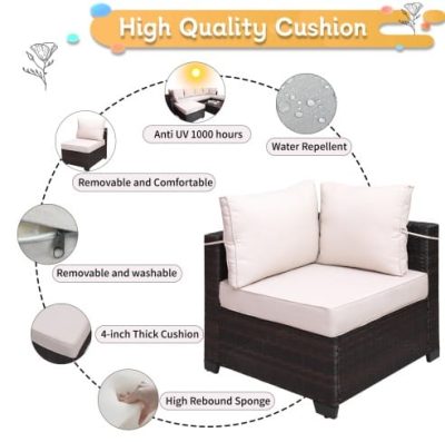 Outdoor Garden Patio Furniture 7Piece PE Rattan Wicker Cushioned Sofa Sets And Coffee Table, Patio Furniture Setoutdoor Couchoutdoor Couch Patio Furnitureoutdoor Sofapatio Couch - Image 6