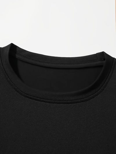Extra Large Men's Letter Pattern Printed T-shirt - Soft Round Neck, Comfortable Fit, Slightly Elastic Knitted Fabric, Casual Summer T-shirt - Image 4