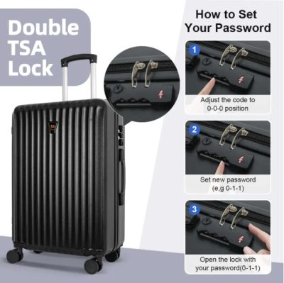 3pcs Luggage Set   Lightweight Hard Shell Suitcase Set With Double Spinner Wheels, Large Capacity, Includes 3pc U-Shaped Travel Pillow Set, Perfect For Business  Family Trips - Image 6