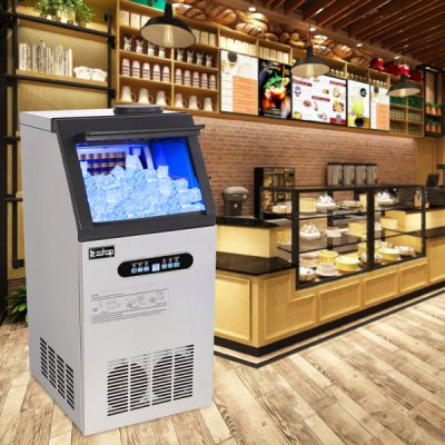 US Standard Ice Maker Silver Stainless Steel Transparent Frosted Lid
