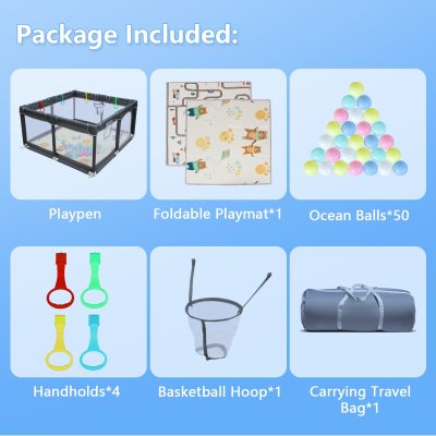 71x59 Baby Playard, Removable Cloth Playpen For IndoorOutdoor Child Care - Image 2