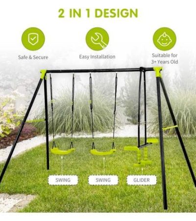 Outdoor Playground With Three Swings