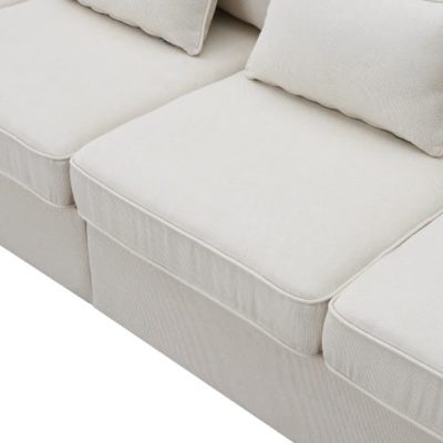 Seater Modern Linen Fabric Sofa With Armrest Pockets And 4 Pillows,Minimalist Style Couch For Living Room, Apartment, Office,3 Colors - Image 4