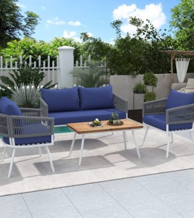 4-piece Bohemian Rope Terrace Furniture Set