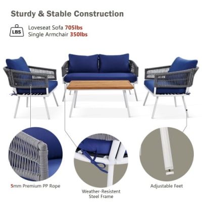 4-piece Bohemian Rope Terrace Furniture Set - Image 2