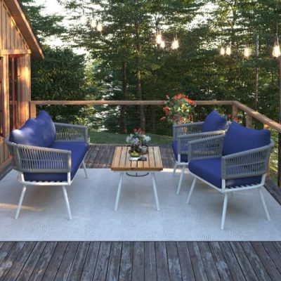 4-piece Bohemian Rope Terrace Furniture Set - Image 5