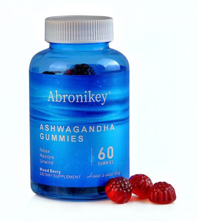 Abronikey Ashwagandha Vitamin D Gummy Mixed Berry, KSM-66, Vegan,Plant Based, Non-GMO, Gluten-Free Gelatin Free
