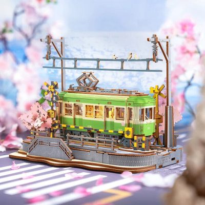 Rolife  Sakura Journey Tram Car 3D Wooden Puzzle Model Toys Teens Gift - Image 5