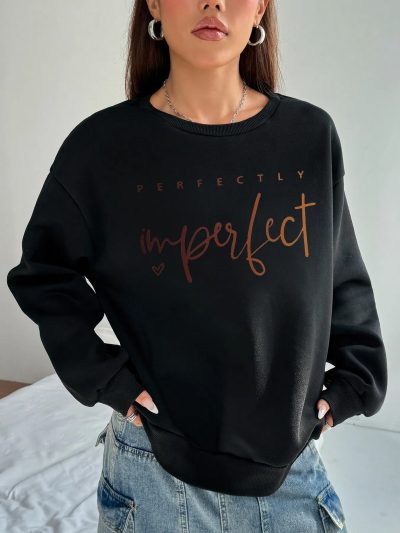 Women Basic Casual Pullover Spring Autumn Long Sleeve Gradient Letter Printed Round Neck - Image 7