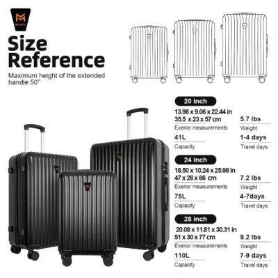 3pcs Luggage Set   Lightweight Hard Shell Suitcase Set With Double Spinner Wheels, Large Capacity, Includes 3pc U-Shaped Travel Pillow Set, Perfect For Business  Family Trips - Image 8