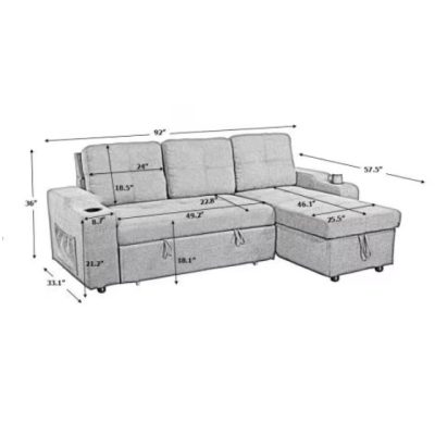 Convertible Sectional Sofa With Armrest Storage - Image 5