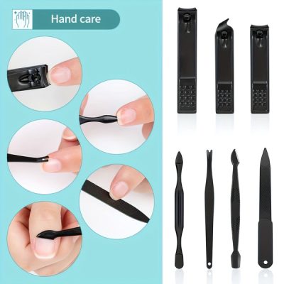 10-piece Black Nail Clipper Set With Travel Case, Professional Cuticle Nippers And Nail Clippers, Complete Grooming Kit For Home And Travel - Image 3