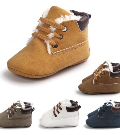 Winter Baby Boys Shoes Suede Leather Sneaker Toddler Baby Shoes Anti-Slip Soft Soled Lace up Snow Boots Warm Baby Boot