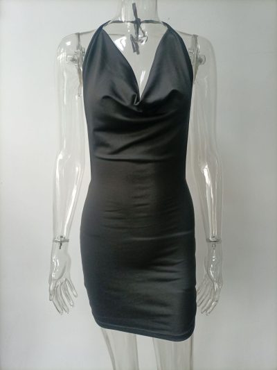 Summer Deep V-neck Dress Temperament Sling Backless Halter Dresses Women's Clothing - Image 7