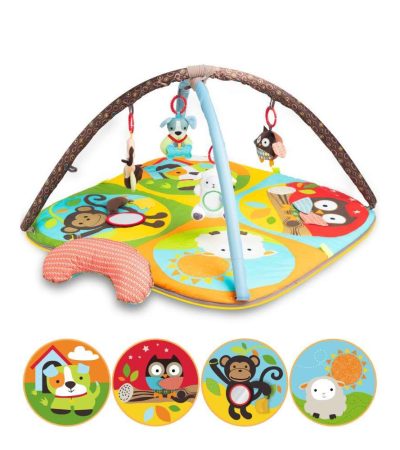 Keeygo Baby Play Mat Zoo Theme Sensory Infant Toys Keep Baby Occupied Toddler Activity Gym Develop Neck Strength Play Gym For Babies 0-6 Months Washable Baby Gyms  Playmats
