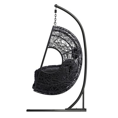 New Comming Outdoor Indoor PE Wicker Swing Egg Chair Gray Color - Image 5