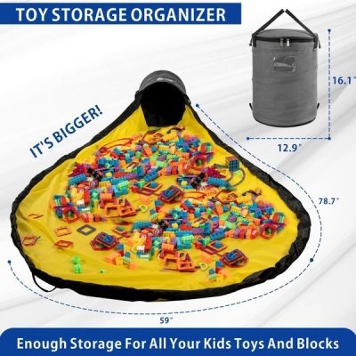 Toy Storage Organizer Play Mat For Kids Bin Toys Box Boys Girls Playroom Holders Rooms - Image 3