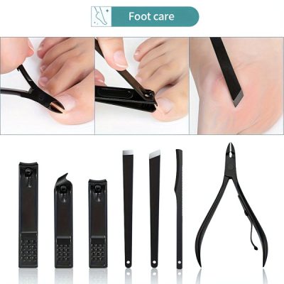 10-piece Black Nail Clipper Set With Travel Case, Professional Cuticle Nippers And Nail Clippers, Complete Grooming Kit For Home And Travel - Image 5