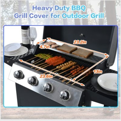 Propane Gas Grill 4 Burner Barbecue Grill, Stainless Steel 34,000 BTU Patio Garden Barbecue Grill With Two Shelves, Lid, Wheels And Bottle Opener - Image 4