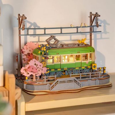 Rolife  Sakura Journey Tram Car 3D Wooden Puzzle Model Toys Teens Gift - Image 6