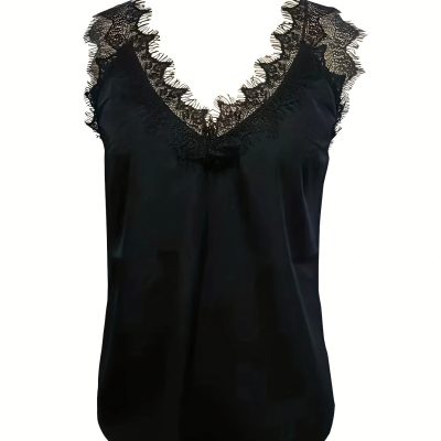 Ladies' Sexy Lace V-neck Sleeveless Backless Vest - Image 2