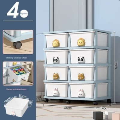 Drawer Storage Rack - 8 Drawers - 4 Layer, Flexible Mobility With Wheels,Wardrobe Storage Organization, Books, Toys, Miscellaneous Storage Rack Suitable For Study, Bedroom, Living Room, Dormitory, Etc