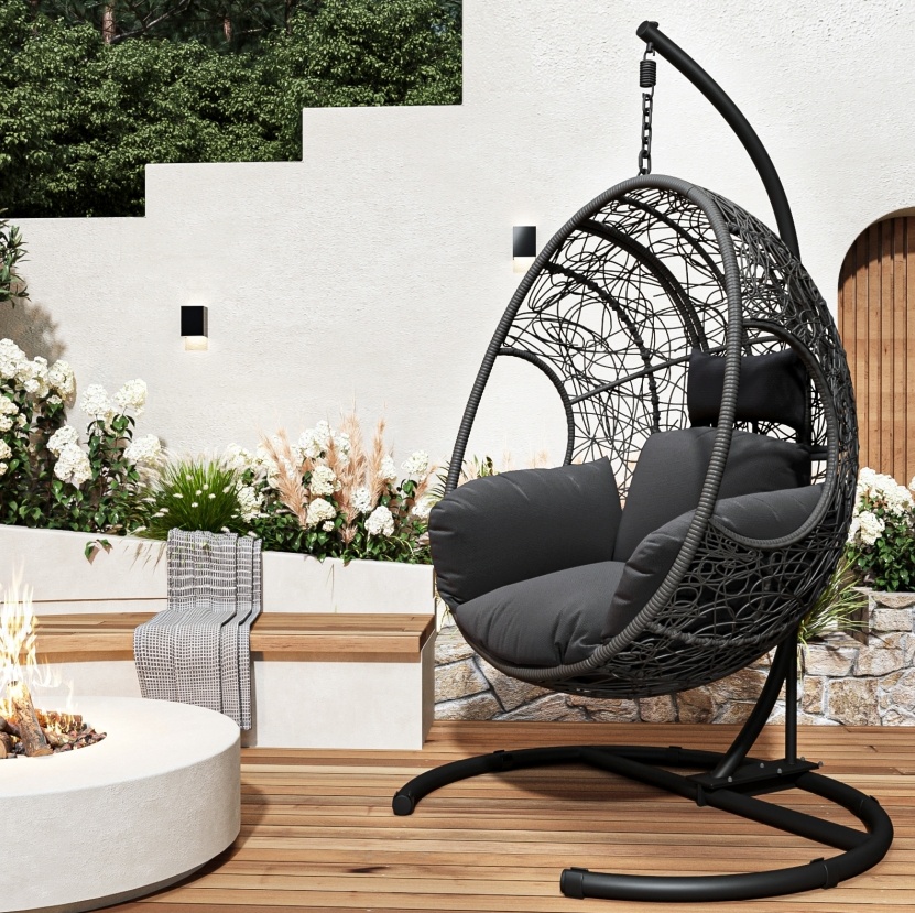New Comming Outdoor Indoor PE Wicker Swing Egg Chair Gray Color