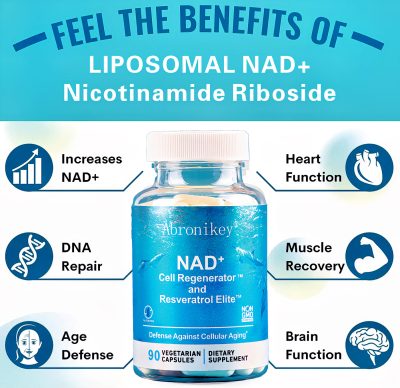 Abronikey NAD Cell Regenerator And Resveratrol Elite Nads Niacinamide Riboside Supplement With Trans Resveratrol, Quercetin, Energy,Focus 90 Capsule Dietary - Image 5