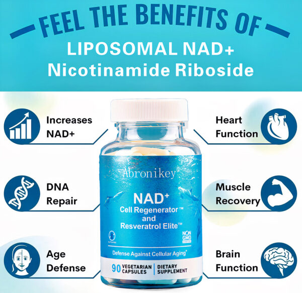 Abronikey NAD Cell Regenerator And Resveratrol Elite Nads Niacinamide Riboside Supplement With Trans Resveratrol, Quercetin, Energy,Focus 90 Capsule Dietary - Image 5