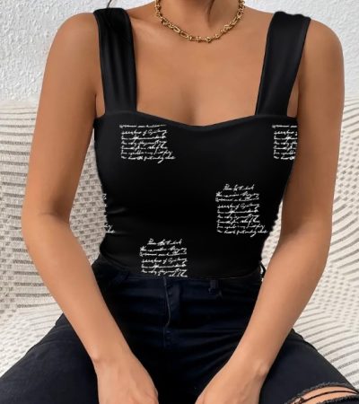 Ladies' V-neck Printed Fashionable Casual Camisole Vest