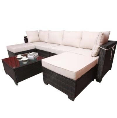 Outdoor Garden Patio Furniture 7Piece PE Rattan Wicker Cushioned Sofa Sets And Coffee Table, Patio Furniture Setoutdoor Couchoutdoor Couch Patio Furnitureoutdoor Sofapatio Couch - Image 8
