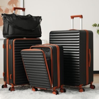 Luggage 4 Piece 20 24 28 Sets And A Bag, 20 24 With Front Pocket,Hard Shell Luggage Carry On Luggage Set With TSA Lock, Usb, Universal Wheel,cup Holder - Image 3
