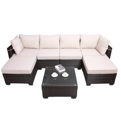 Outdoor Garden Patio Furniture 7Piece PE Rattan Wicker Cushioned Sofa Sets And Coffee Table, Patio Furniture Setoutdoor Couchoutdoor Couch Patio Furnitureoutdoor Sofapatio Couch - Image 2