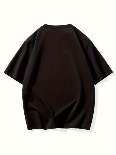 Extra Large Men's Letter Pattern Printed T-shirt - Soft Round Neck, Comfortable Fit, Slightly Elastic Knitted Fabric, Casual Summer T-shirt - Image 2