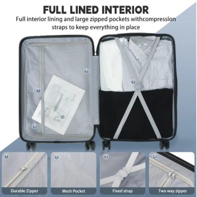 3pcs Luggage Set   Lightweight Hard Shell Suitcase Set With Double Spinner Wheels, Large Capacity, Includes 3pc U-Shaped Travel Pillow Set, Perfect For Business  Family Trips - Image 5