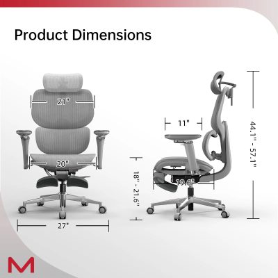 D2 Pro High Back Ergonomic Home Office Chair With DTS Self-Adaptive Lumbar Support, Multi-Adjustable Armrest, Wire Controlled Design, Footrest, 4D Headrest Mesh Office Computer Chair - Image 3