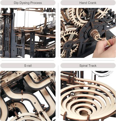 Robotime ROKR Marble Night City 3D Wooden Puzzle Games Assembly Waterwheel Model Toys For Children Kids Birthday Gift - Image 5
