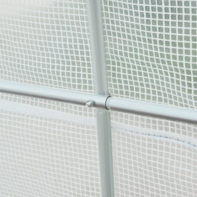 Outsunny 15 X 7 X 7 Walk-In Tunnel Greenhouse, Large Garden Hot House Kit With 6 Roll-up Windows & Roll Up Door, Steel Frame, White - Image 6