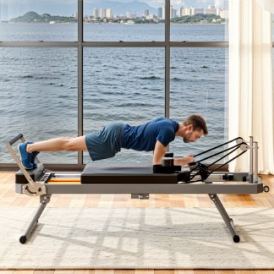Extra Large Pilates Reformer - Multi-functional Home Fitness Equipment, 395lbs Capacity, With Dynamic Resistance Cords And Aerobic Rebounder, Improves Posture, Builds Strength, Reduces Stress, Black - Image 8
