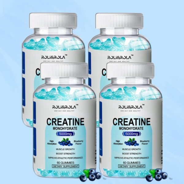 High Strength Creatine Monohydrate Gummies, Blueberry Flavored Creatine Gummies Monohydrate - 60 Gummies X 2 Bottles - Image 3