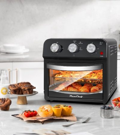12.5 Qt Air Fryer With Advanced Multi Function Cooking Grill, Air Fry, Defrost, Bake, Presets For French Fries, Pizza, Chicken, Fish, And Toast, Dual Knob Control