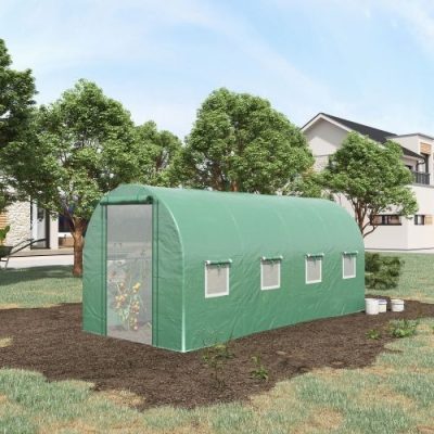 Walk In Tunnel Circular Greenhouse With Mesh Doors And 8 Windows