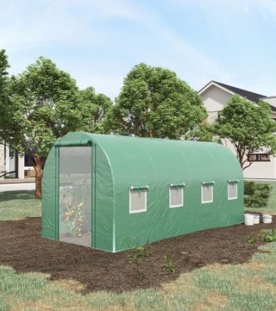 Walk In Tunnel Circular Greenhouse With Mesh Doors And 8 Windows