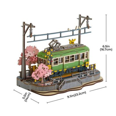 Rolife  Sakura Journey Tram Car 3D Wooden Puzzle Model Toys Teens Gift - Image 4