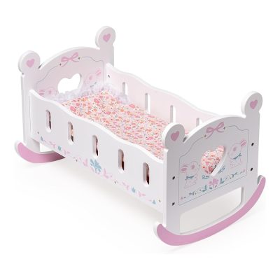 ROBOTIME Wooden Doll Cradle Rocking Baby Doll Crib Reversible Doll Bed For Girl - Image 4